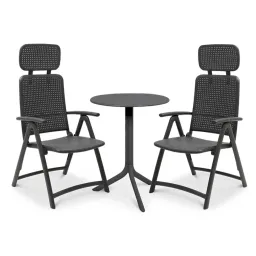 Set mobila de terasa masa Nardi SPRITZ ANTRACITE + 2 fotolii ACQUAMARINA ANTRACITE