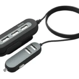 Hama "2+3 Power Extension" USB Car Charger, 10A, 2 m, black 136666