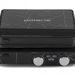 Grill Polaris PGP 2502 Putere  2000 W Design Gratar  cu doua placi Tip control  Electronice Reglare temperatura Suprafa%3Fa gatire  29 %3F 23 cm Temperatura maxima incalzire   230 °С Suprafa%3Fa Anti-aderenta Placi deta%3Fabile Tava pentru suc %3Fi grasime