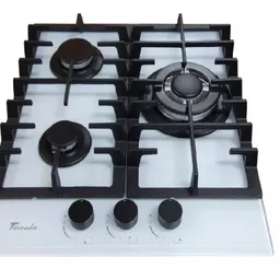 Варочная поверхность ГАЗОВАЯ TR-453 HM WHITE Tornado plita incorporabila pe gaz газ на белом стекле (чугунная решетка) электроподжиг пьезо (шнур+вилка), газ контроль,