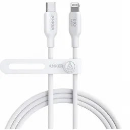 Cable Type-C to Lightning - 1.8 m - Anker 541 Bio-based, 30W, Apple official MFi, 20.000-bend lifespan, white