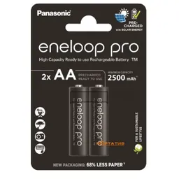 AA Eneloop PRO 2500mAh, Blister*2, Panasonic, BK-3HCDE/2CP Format bateriei  AA Tip de baterie  Ni-MH Tensiune   1,2 V Re%3Fnc%3Frcabil%3F  Da