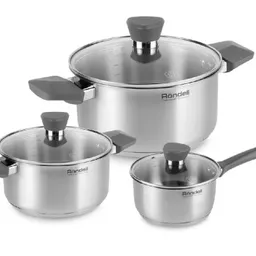 Pot Set Rondell RDS-820 , Set, 6 pcs, pot 2.8L/ 20cm, 4.8 L/ 24cm with lid, ladle 1.4 L/ 16cm with lid, Fest, stainless steel