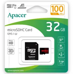 ..32GB MicroSD (Class 10) UHS-I (U1) +SD adapter, Apacer "AP32GMCSH10UB-R" (R100MB/s) Capacitate stocare 32 GB Tip Card de memorie MicroSDHC Clasa de viteza SD Class 10 Viteza maxima de citire 100 MB/s Viteza de scriere maxima 100 MB/s