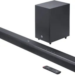 Soundbar JBL CINEMA SB550 3.1 Channel Soundbar with Wireless Subwoofer, 250W power output Technical Specifications General Specifications Model  CINEMA SB550 Sound system  3.1 channel Power supply  100 - 240V AC, ~ 50/60Hz Total speaker power output (Max @THD 1%)  250W Soundbar output power (Max @THD 1%)  150W Subwoofer output power (Max. @THD 1%)  100W Soundbar transducer  3x (45 x 100) mm racetrack drivers + 2x 13mm tweeters Subwoofer transducer  5.25” (133mm), wireless subwoofer Standby power    0.5 W Operating temperature  0°C - 45 °C HDMI Specification HDMI ARC (Audio Return Channel)  1 HDMI HDCP version  1.4 Audio Specification Frequency response  45Hz-20kHz (-10dB) Audio inputs  1 Optical, Bluetooth and USB (USB playback is available in US version. For other versions, USB is for Service only.) USB Specification USB port  Type A USB rating  5V DC, 0.5A Supporting file formats  mp3 MP3 codec  MPEG 1 Layer 2/3, MPEG 2 Layer 3, MPEG 2.5 Layer 3 MP3 sampling rate  16 - 48 kHz MP3 bitrate  MPEG 1 Layer 1  32 kbps - 448 kbps  MPEG 1 Layer 2  32 kbps - 384 kbps  MPEG 1 Layer 3  32 kbps - 320 kbps  MPEG 2/2.5 Layer 1  32 kbps -256 kbps  MPEG 2/2.5 Layer 2/3  8 kbps - 160 kbps Wireless Specification Bluetooth version  5.3 Bluetooth profile  A2DP 1.3, AVRCP 1.6 Bluetooth transmitter frequency range  2400 MHz – 2483.5 MHz Bluetooth Max. transmitting power   10 dBm (EIRP) Bluetooth modulation  GFSK, %3F/4 DQPSK, 8DPSK 2.4G wireless transmitter frequency range  2402- 2481 MHz 2.4G wireless transmitter power   10dBm (EIRP) 2.4G wireless modulation  GFSK Dimensions Soundbar dimensions (W x H x D)  950 x 64 x 80 mm / 37.4’’ x 2.5’’ x 3.1’’ Subwoofer dimensions (W x H x D)  200 x 324 x 250 mm / 7.9” x 12.8” x 9.9” Soundbar weight  2.5kg / 5.5 lbs Subwoofer weight  4.2 kg / 9.3 lbs Packaging dimensions (W x H x D)  1025 x 235 x 397mm / 40.4” x 9.3” x 15.6” Packaging Weight  8.8kg / 19.4 lbs What’s in the Box Soundbar Wireless subwoofer Remote control with batteries Power cords (up to 8pcs depending on region SKUs) HDMI cable Wall-mount bracket kit with screws Quick start guide Warranty card Safety sheet