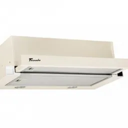 Вытяжка  встраиваемая  SONDO 700(60) FG BEJ LED MD TORNADO  Hota Встраиваемая, телескопическая,корпус бежевый,фасад белое стекло с фаской700 м3/ч,Алюминиевый жироулавливающий фильтр, турбина 150вт,Лампы LED 2*1,5вт / 2 скорости