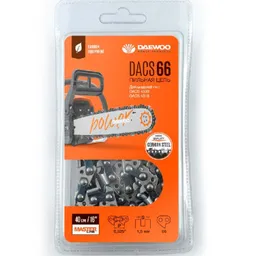 Пильная цепь 40см 66звен шаг0.325" DAEWOO DACS 66 Длина шины 40 см Количество звеньев 66 шт. Количество режущих звеньев 33 шт. Толщина звена цепи 1.5 мм Шаг цепи 0.325" DACS 66