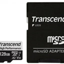 128GB MicroSD (Class 10) UHS-I (U3),+SD adapter, Transcend TS128GUSD340S (V30, A2, R/W 160/125MB/s)