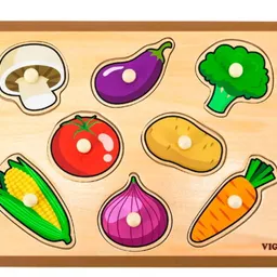 VIGA Puzzle din lemn cu buton „Legume 8 elem. 44578 6971608445781