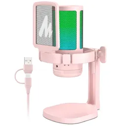 Maono DGM20(Pink) GamerWave Condenser USB Gaming RGB Microphone (Pink)