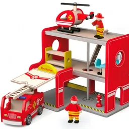 VIGA Set de joc din lemn „Sta%3Fie de pompieri” 50828 6934510508289