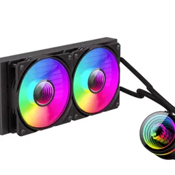 AIO Liquid Cooling Gamemax "IceBurg 240 Infinity" (%3F32 dB(A), 62.82CFM, 2x120mm, ARGB, Dsplay. TDP 250W) . Intel 115X/17xx/1366/2011 AMD AM5/AM4/AM3/AM2/FM1/FM2/FM3 Fan Specification Fan Dimensions 120*120*25mm Material  PBT B.RoHS 2.0 Bearing Type Hydraulic bearing RPM 800-2000RPM Air Flow 62.82CFM Air Pressure 1.89 mmH2O Fan Blade Quantity 7PCS Cable Length 400mm Connector/PWM FAN  4pin   ARGB  3pin Lighting mode ARGB internal 8PCS Quantity of fans 2 PCS Noise %3F32dBA Rated Voltage DC 12V Working Voltage DC 6-13.2V Start Voltage %3F6V Rated Current Fan 0.25A  LED 0.35A Locked Current - Fan Life 40000H Radiator Specification Water pump Dimensions 70*83*53mm Material PPS RPM 2300RPM±10% Bearing Type Sleeve bearing Connector 2510 3-pin dual AURA 5V 3-pin Radiator Dimensions 277*120*27mm Material aluminium Water channel 12PCS Noise %3F26.9dBA Water pipe Tubing Length 400±10mm Material rubber Lighting -