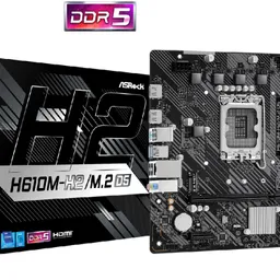 MB ASRock H610M-H2/M.2 D5, Socket 1700, Intel® H610 (14/13/12th Gen CPU), Dual 2xDDR5-5600, 2 x HDMI, CPU Intel graphics, 1xPCIe X16 4.0, 4xSATA3, 1x Ultra M.2 Gen3x4, 2xPCIe X1, ALC897 7.1 HDA, 1xGbE LAN, 4xUSB3.2, mATX