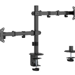 Arm for 2 monitors 17”-32” Gembird MA-D2-03, Adjustable 2-display vertical desk mount (rotate, tilt, swivel), VESA 75/100, up to 9 kg (per display), black