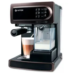 Coffee Maker Espresso VITEK VT-1517 , Power output 1300W, water tank capacity 1,65 l suitable for coffee powder and coffee pads, pump pressure 15 bar, 2-cup-function, steam and hot water frother, foaming help, self-ventilating, detachable/height-adjustable dish rack, cup shelf, CAPPUCCINO SYSTEM, black