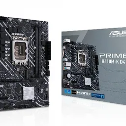 ASUS PRIME H610M-K D4, Socket 1700, Intel® H610 (12th Gen CPU), Dual 2xDDR4-3200, VGA, HDMI, CPU Intel graphics, 1xPCIe X16 4.0, 4xSATA3, 1xM.2, 1xPCIe X1, ALC897 7.1, 1xGbE LAN, 4xUSB3.2, 5X Pro III, RGB header, mATX