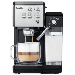 Coffee Maker Espresso Breville Prima Latte II Silver VCF108X-01 Putere 1050 W Volumul rezervorului de apa 1,5 L Tip de cafea folosita Cafea macinata Materialul carcasei Otel Inoxidabil, Plastic Indicatie Embleme cu iluminare din spate Pregatirea simultana a doua cani Да Deconectare automata Da