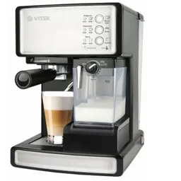Coffee Maker Espresso VITEK VT-1514 , Power output 1050W, water tank capacity 1,65l, suitable for coffee powder, pump pressure 15 bar, CAPPUCCINO SYSTEM, black inox
