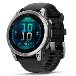 Garmin fenix E – 47 mm, Stainless steel with Black silicone band