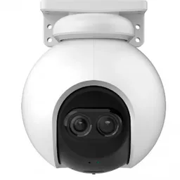 Ezviz CS-C8PF-A0-6E22WFR  (C8PF) 2 Megapixel уличная PT камера с двойным объективом, восьмикратным комбинированным зумом и двухсторонней аудио связью.  Разрешение записи  1920x1080@15fps Full HD.  Режим отображения видео «картинка в картинке». Обнаружения объектов, по форме напоминающих людей, на базе искусственного интеллекта.  Интеграция телескопического объектива 12 мм и широкоугольного объектива 2,8 мм для плавного приближения важных областей без потери качества.  Объектив 2,8 мм при F1.6 + 12 мм при F1.6.  Вращение по горизонтали  340°, по вертикали  80°. Матрица 1/2,7" CMOS. 3D DNR, BLC, DWDR. Модуль Wi-Fi 2.4 GHz с встроенной антенной или подключение по LAN. Встроенный микрофон с шумоподавлением и динамик. Кодек сжатия видео H.265. Слот для карт MicroSD объемом до 512Гб. Ночная ИК подсветка до 30 метров. Габариты  154x116x164 мм. Питание DC 12V (1A). Температурный диапазон от -30°C до +60°C. Гарантия 2 года!