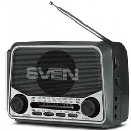 SVEN SRP-525 Gray, FM/AM/SW Radio, 3W RMS, 8-band radio receiver, built-in audio files player from USB-fash, microSD and SD card storage devices, telescopic swivel antenna, built-in battery