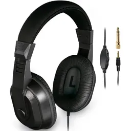 Thomson 132469 HED4407 TV headphones, over-ear, long cable, 6.3 mm adapter, black
