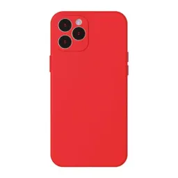 Husa baseus case liquid silicone iphone 12 pro max gel protective, red, 6.7"
