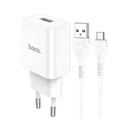 Incarcator masina helmet hoco wall charger with cable usb to micro-usb 2.1a n9 especial, white