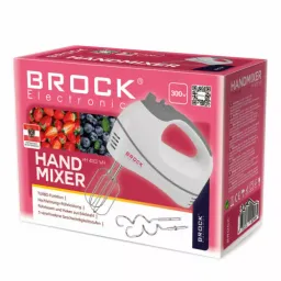 Mixer brock hand mixer hm 4002 wh 300w, more precise blending and heavy-duty blending performance. 5 different speed settings with turbo. stainless steel percussion instruments and hooks.
