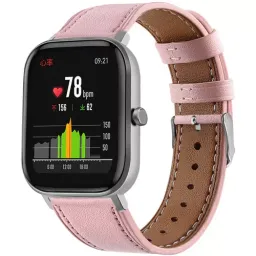 Bratara pentru ceas xiaomi strap leather amazfit 20mm pink