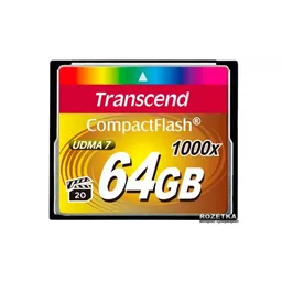 .64GB CompactFlash Card, Hi-Speed 1000X, Transcend "TS64GCF1000" (R/W: 160/120MB/s)