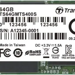 .M.2 SATA SSD    64GB Transcend  "TS64GMTS400S" [42mm, R/W:500/450MB/s, 70K/70K IOPS, SM2246EN, MLC]