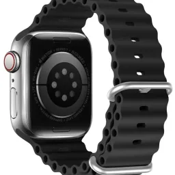 Curea Dux Ducis Strap Ocean Wave Version Apple Watch 42mm/44mm/45mm, negru