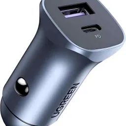 Încărcător auto Ugreen USB-A + Type-C Aluminum 3A 30W, gri