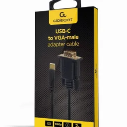 Видеокабель Cablexpert A-CM-VGAM-01, USB Type-C (M) — VGA (M), 0.15 м, Чёрный