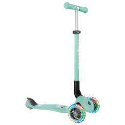 Trotinetă pentru copii cu trei roți Globber Primo Foldable Lights (7239-003) 50 kg/ Mint
