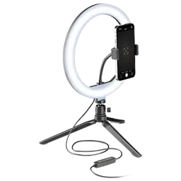 Trepied cu lampă Cellularline Selfie Ring Multicolor 250 mm Black