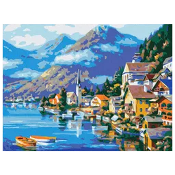 Pictură pe numere BrushMe Sat la poalele muntelui RBS6936FC