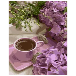 Hortensii violet cu cafea