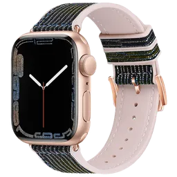 Curelușă Apple Watch WA11 Diamond series double-section Black Gold blue