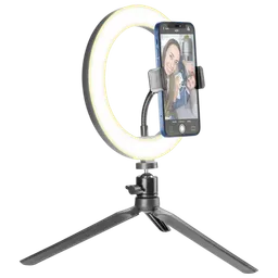 Trepied cu lampă Cellularline Selfie Ring 200 mm Black