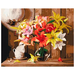 Pictură pe numere BrushMe Buchet colorat de crini RBS52767FC 40 x 30 cm, Pânză