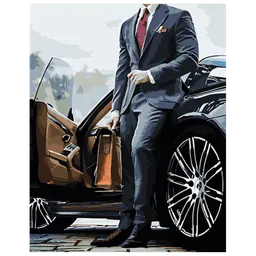 Pictură pe numere Strateg Un bărbat lângă mașină HH075