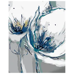 Pictură pe numere Strateg Flori albe si albastre GS1056