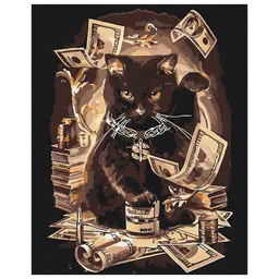 Pictură pe numere BrushMe Pisica care aduce bani BS8911