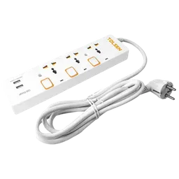 Prelungitor Tolsen 3P+USB 3 m White