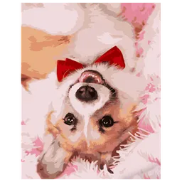 Pictură pe numere Strateg Corgi cu cravată HH012