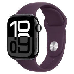 Apple Watch 10 Aluminum GPS Jet Black Sport Band Plum 42 mm