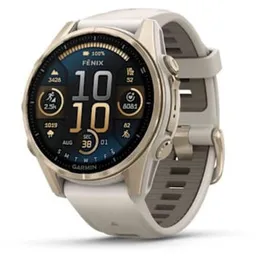 Ceas inteligent Garmin Fenix 8 – 43 mm, Sapphire, Soft Gold with Fog Gray (010-02903-11)
